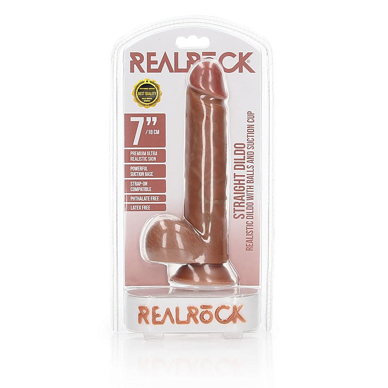 REALROCK 18 cm Straight Realistic Dildo with Balls - Realistic Dildos