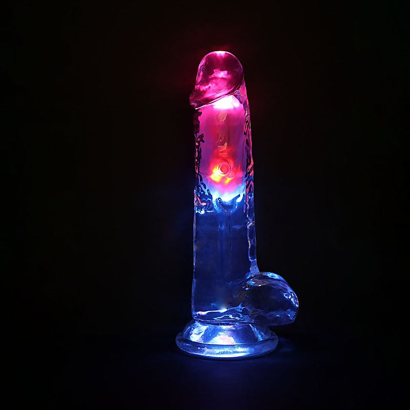 REALROCK Rechargeable LED Vibrating Dong with Balls - Vibrating Dildos