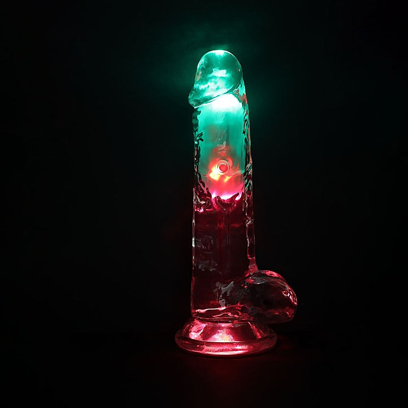 REALROCK Rechargeable LED Vibrating Dong with Balls - Vibrating Dildos