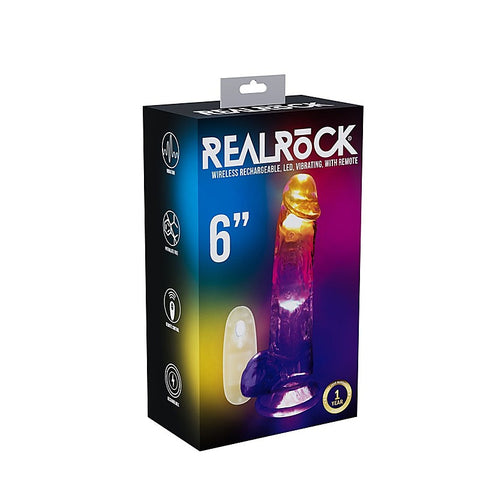 REALROCK Rechargeable LED Vibrating Dong with Balls - Vibrating Dildos