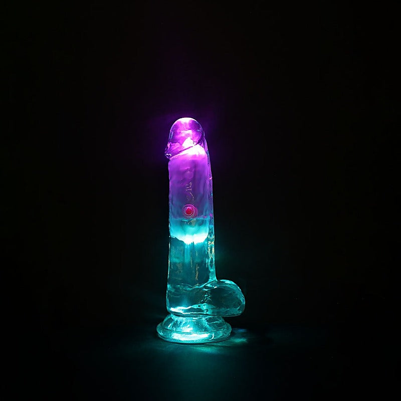REALROCK Rechargeable LED Vibrating Dong with Balls - Vibrating Dildos