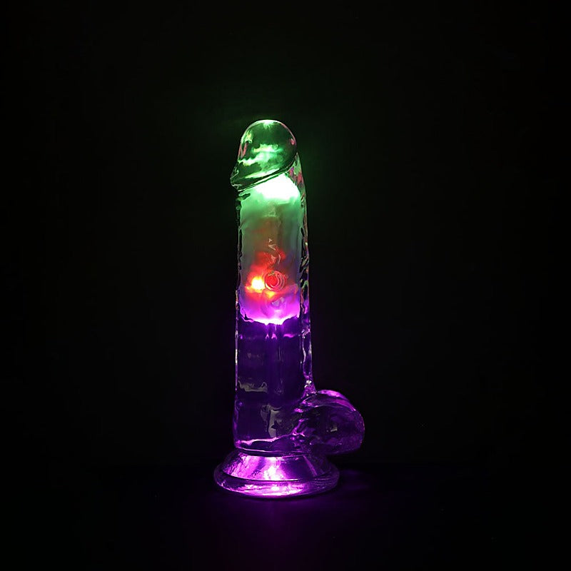 REALROCK Rechargeable LED Vibrating Dong with Balls - Vibrating Dildos