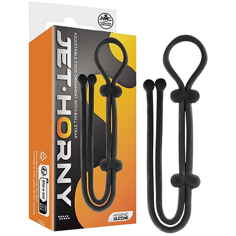 Jet Horny Adjustable Cock Ring with Ball Strap - Stretchy Cock Rings