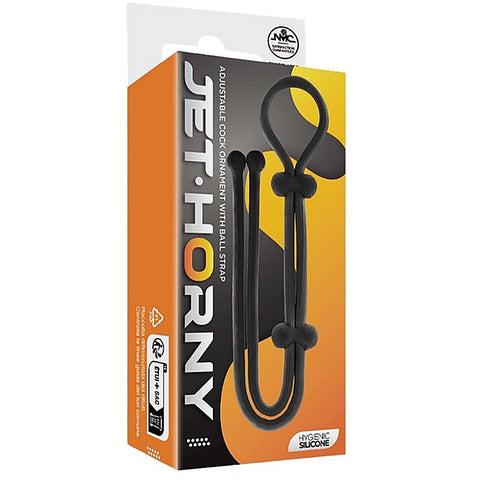 Jet Horny Adjustable Cock Ring with Ball Strap - Stretchy Cock Rings