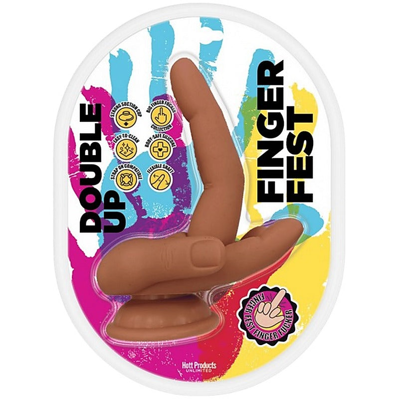 Double Up Finger Shape Silicone Dildo by Hott Products - Realistic Dildos