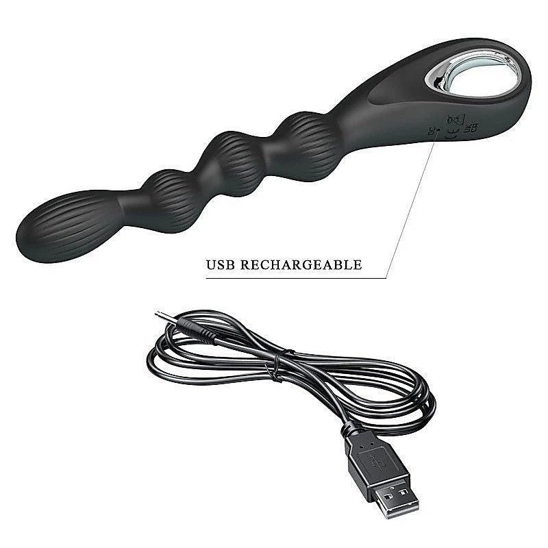 Baile Pretty Love Federer Rechargeable Anal Vibrator Black Cock Ring - Anal Vibrators