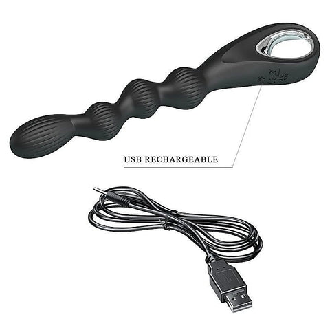 Baile Pretty Love Federer Rechargeable Anal Vibrator Black Cock Ring - Anal Vibrators