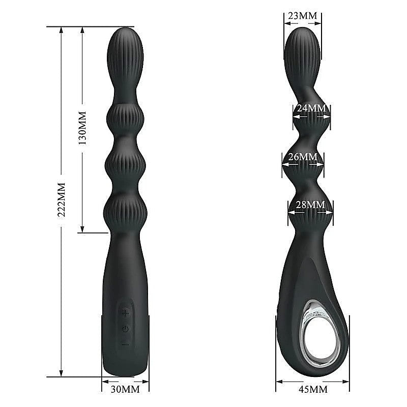 Baile Pretty Love Federer Rechargeable Anal Vibrator Black Cock Ring - Anal Vibrators