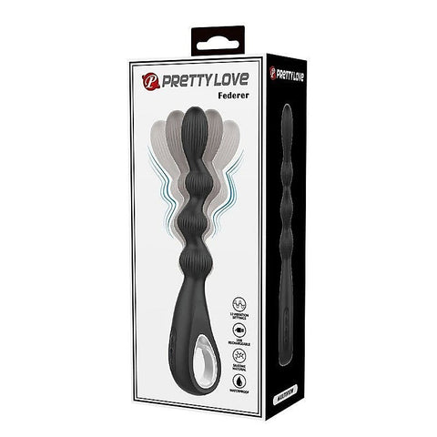 Baile Pretty Love Federer Rechargeable Anal Vibrator Black Cock Ring - Anal Vibrators