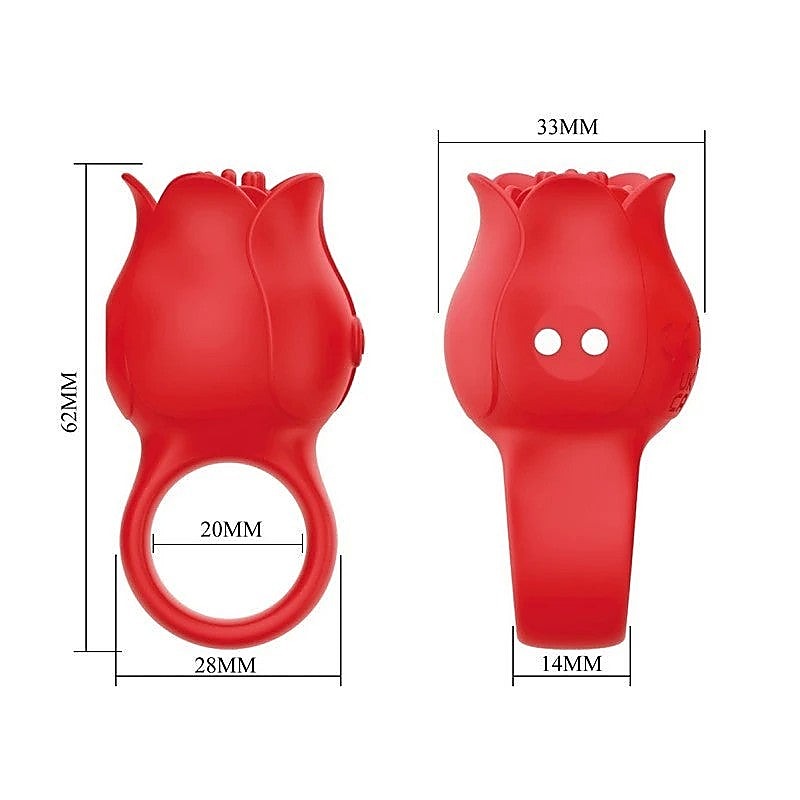 Baile Pretty Love Jae Rose Adult Finger Vibrator Red Cock Ring - Clit Ticklers and Pulsators