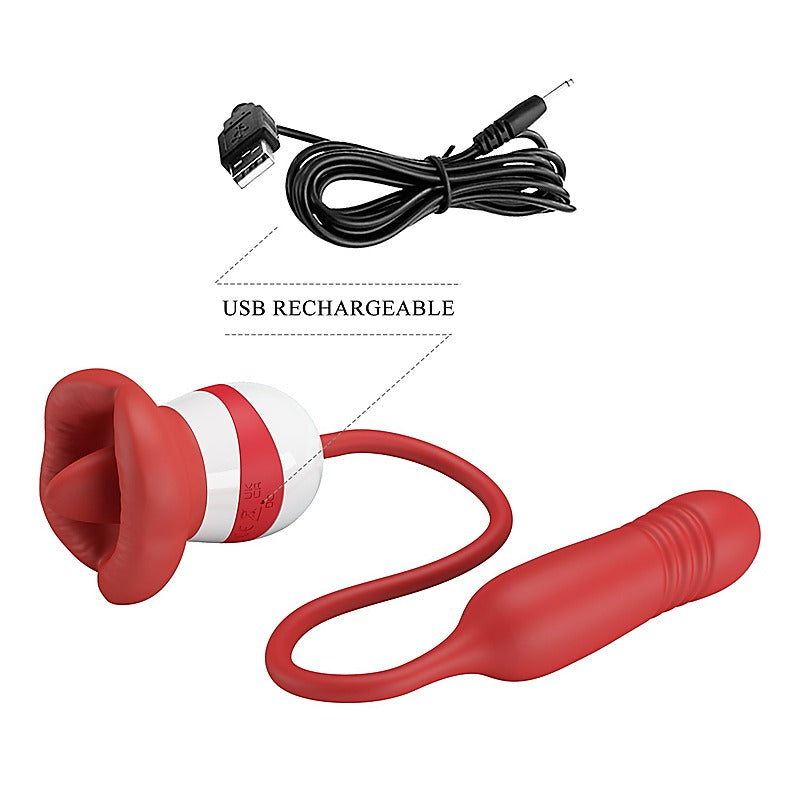 Baile Pretty Love Ashlynn Rechargeable Clitoral Vibrator Red/White Premium - Clit Ticklers and Pulsators