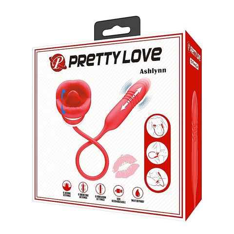 Baile Pretty Love Ashlynn Rechargeable Clitoral Vibrator Red/White Premium - Clit Ticklers and Pulsators