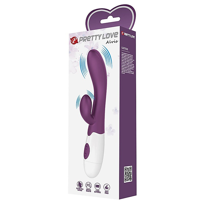 Baile Pretty Love Alvis 30 Functions Rabbit Vibrator Purple Dual Stimulation - Rabbit Vibrators