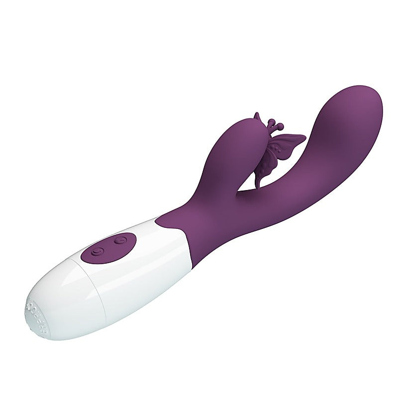 Baile Pretty Love Butterfly Kiss Rabbit Vibrator Purple Dual Stimulation - Rabbit Vibrators