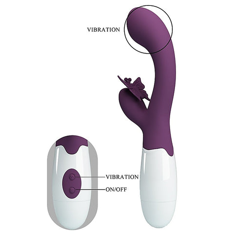 Baile Pretty Love Butterfly Kiss Rabbit Vibrator Purple Dual Stimulation - Rabbit Vibrators