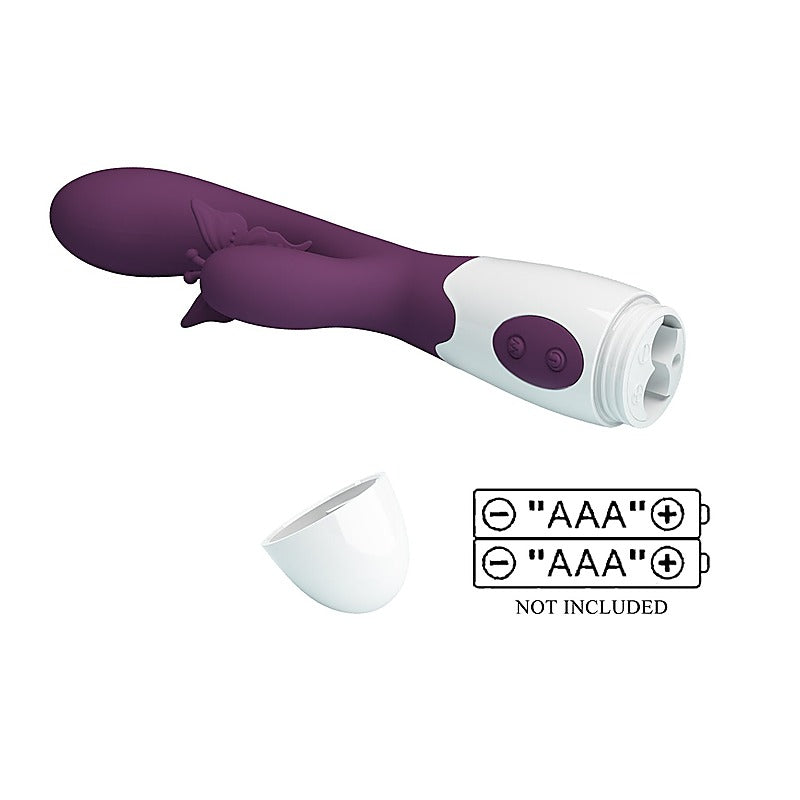 Baile Pretty Love Butterfly Kiss Rabbit Vibrator Purple Dual Stimulation - Rabbit Vibrators