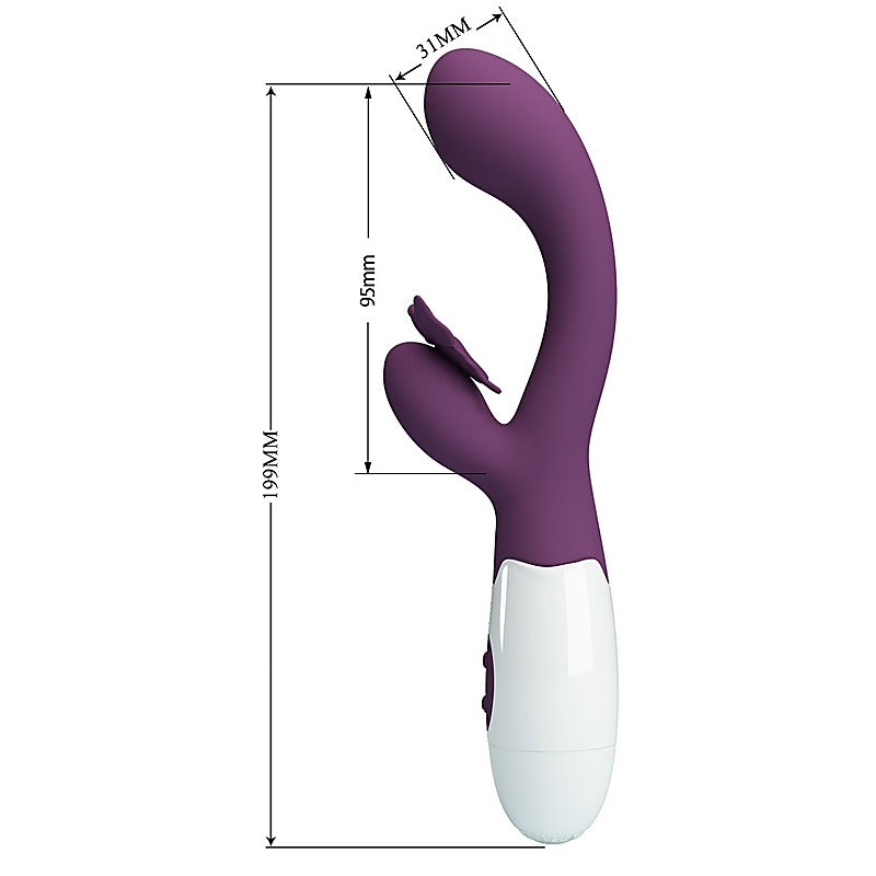 Baile Pretty Love Butterfly Kiss Rabbit Vibrator Purple Dual Stimulation - Rabbit Vibrators