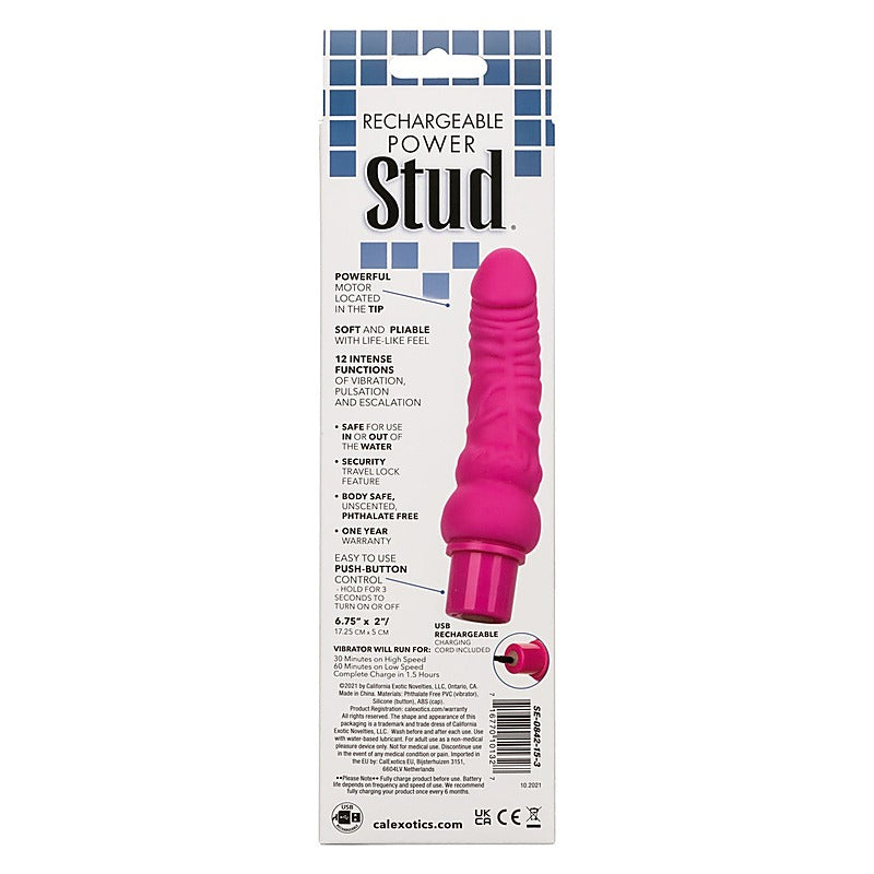 Rechargeable Power Stud Curvy Dildo by California Exotics - Vibrating Dildos