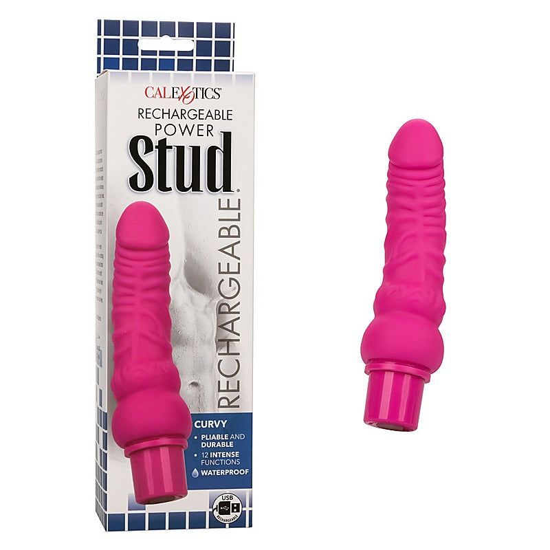 Rechargeable Power Stud Curvy Dildo by California Exotics - Vibrating Dildos