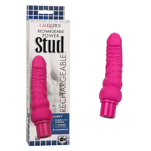 Rechargeable Power Stud Curvy Dildo by California Exotics - Vibrating Dildos