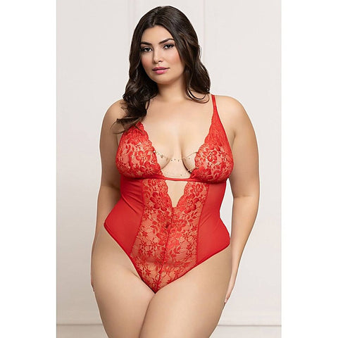 Mesh Teddy with Open Crotch by Seven 'til Midnight - Teddies and Bodysuits