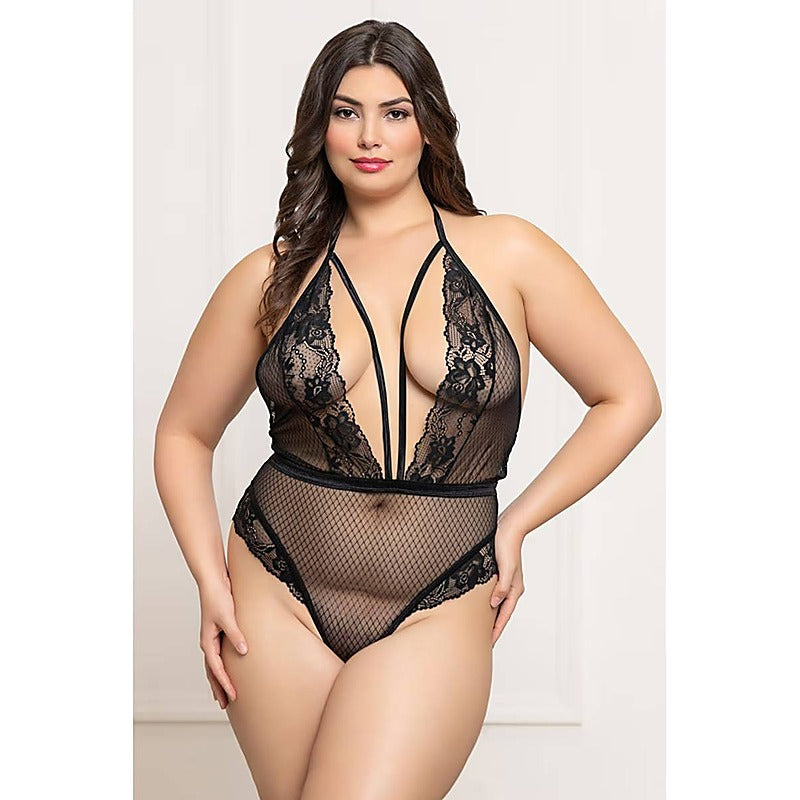 Fence Mesh and Lace Teddy by Seven 'til Midnight - Teddies and Bodysuits