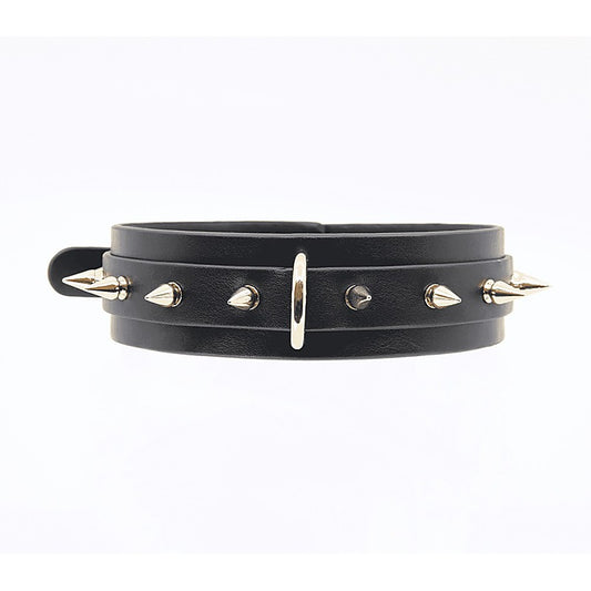 Spiked Faux Leather Bondage Collar by Love In Leather - Collars and Leads