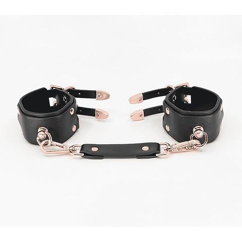 Double Straps Bondage Cuffs by Love In Leather - Cuffs And Restraints