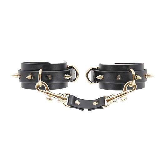 Spiked Faux Leather Wrist Cuffs by Love In Leather - Cuffs And Restraints