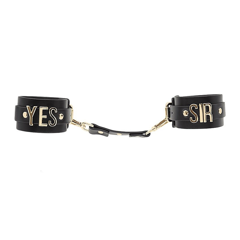 Yes Sir Faux Leather Wrist Cuffs by Love In Leather - Cuffs And Restraints