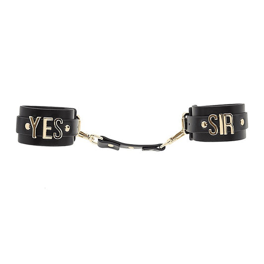 Yes Sir Faux Leather Wrist Cuffs by Love In Leather - Cuffs And Restraints