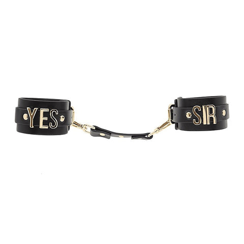 Yes Sir Faux Leather Wrist Cuffs by Love In Leather - Cuffs And Restraints