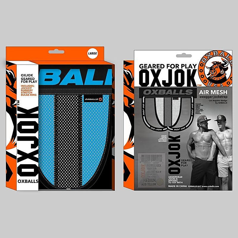 OxBalls Airmesh Swagger Male Jockstrap Sky Blue with JOKFIT Cockring - Jocks and G-Strings