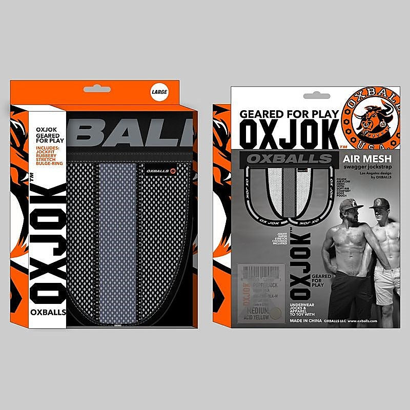 OxBalls Airmesh Swagger Sexy Mens Jockstrap Tar Black with Cock Ring - Jocks and G-Strings