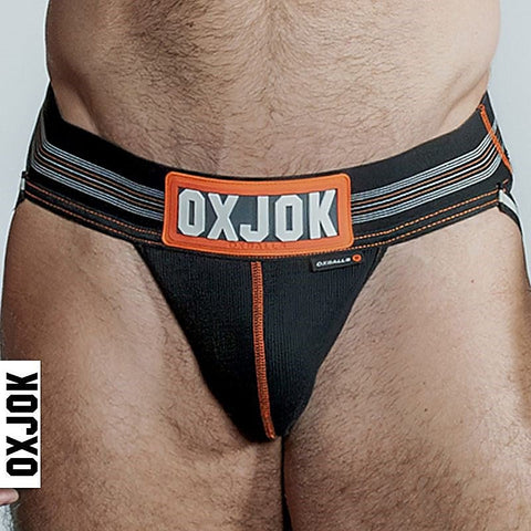 OxBalls Slingjock Upthrust Slider Strap Jock Black Iron with Dynamic Pouch - Jocks and G-Strings