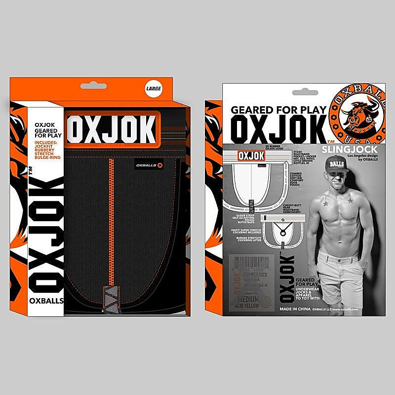 OxBalls Slingjock Upthrust Slider Strap Jock Black Iron with Dynamic Pouch - Jocks and G-Strings