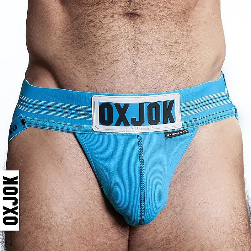 OxBalls Slingjock Upthrust Slider Strap Jock Pool Blue with Cock Ring - Jocks and G-Strings