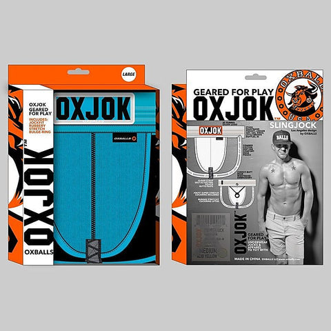 OxBalls Slingjock Upthrust Slider Strap Jock Pool Blue with Cock Ring - Jocks and G-Strings