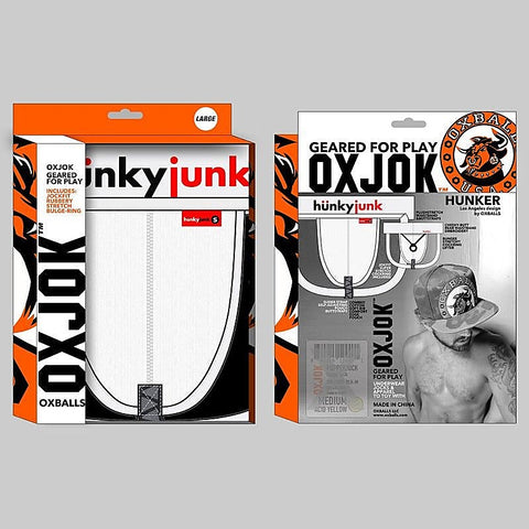 OxBalls Hunker Slider Strap Mens Jock White Snow with Self Centering Pouch - Jocks and G-Strings
