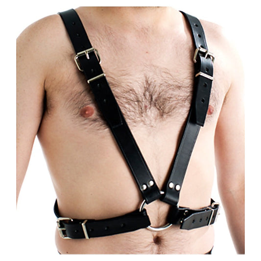 Mens Unlined Half Body Leather Brace by Love In Leather - Cuffs And Restraints