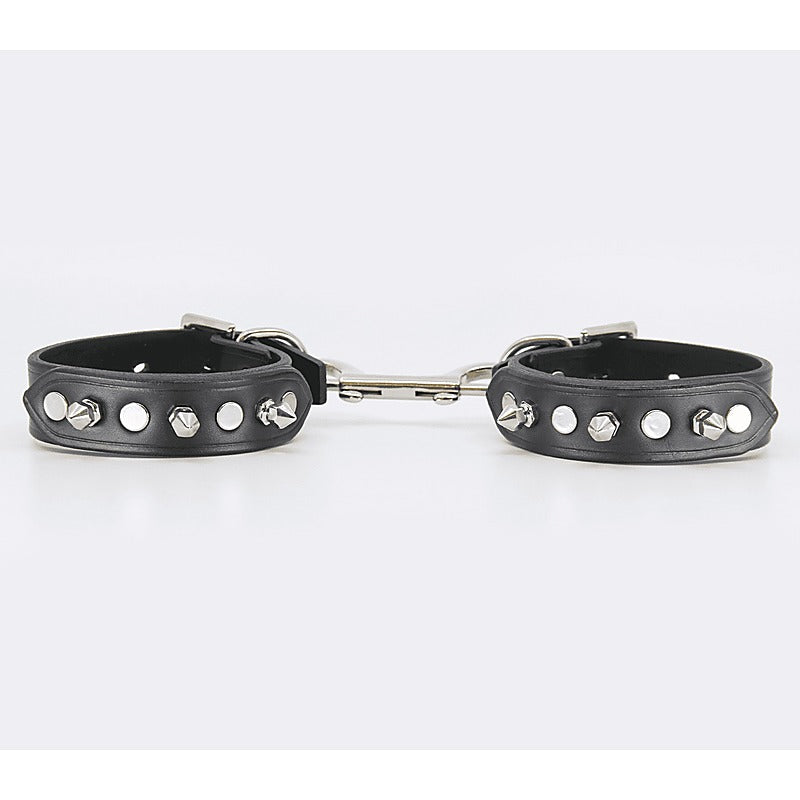 Spiked Leather Ankle Restraints by Love In Leather - Cuffs And Restraints