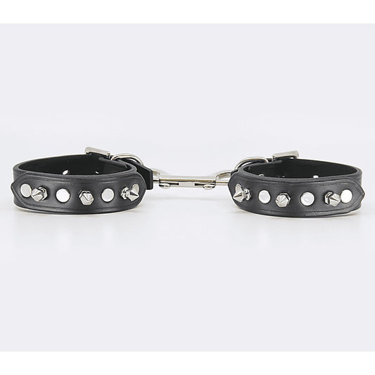 Spiked Leather Ankle Restraints by Love In Leather - Cuffs And Restraints