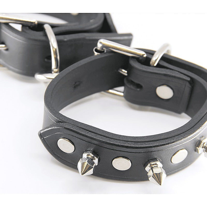 Spiked Leather Ankle Restraints by Love In Leather - Cuffs And Restraints