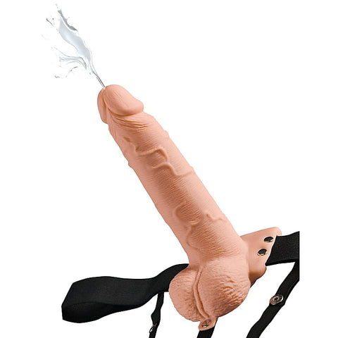 Fetish Fantasy 7.5 Inch Hollow Squirting Strap-On with Balls - Strap On Sextoys