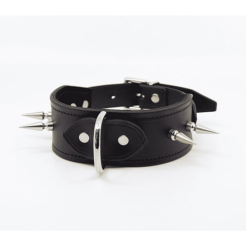 BDSM Collar With Long Spikes by Love In Leather - Collars and Leads