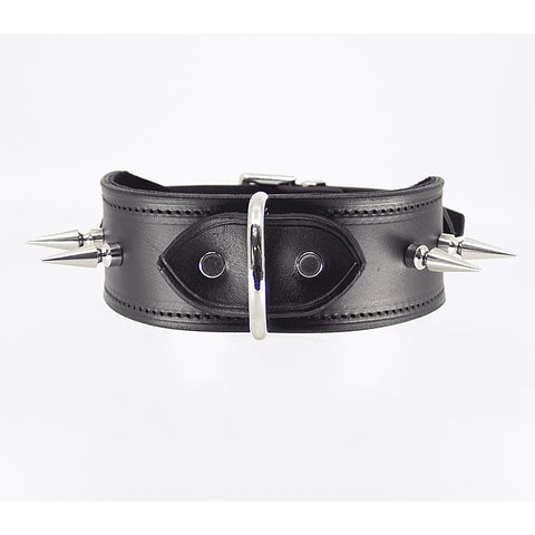 BDSM Collar With Long Spikes by Love In Leather - Collars and Leads