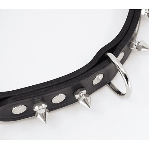 BDSM Collar With Short Dog Spikes by Love In Leather - Collars and Leads
