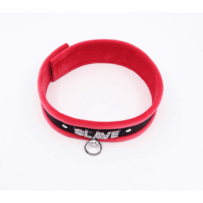 Diamante Slave Fluffy Fetish Collar by Love In Leather - Collars and Leads