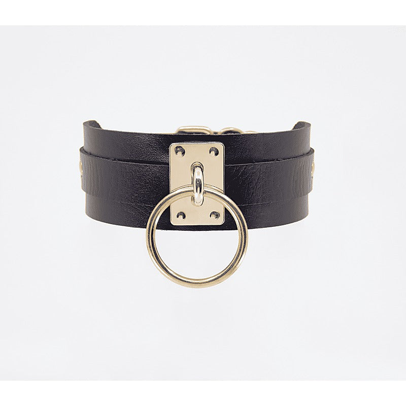 O-Ring Faux Leather BDSM Collar by Love In Leather - Collars and Leads