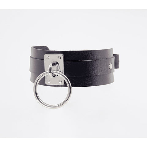 O-Ring Faux Leather BDSM Collar by Love In Leather - Collars and Leads